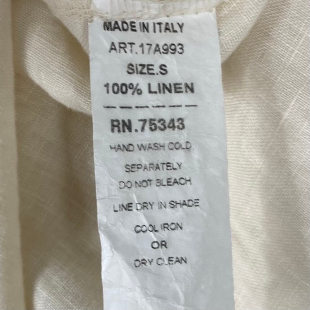 NWOT FRANCESCA BETTINI Dress S ITALY Linen Cream A-Line Slit-Sides Maxi Midi - Picture 4 of 10